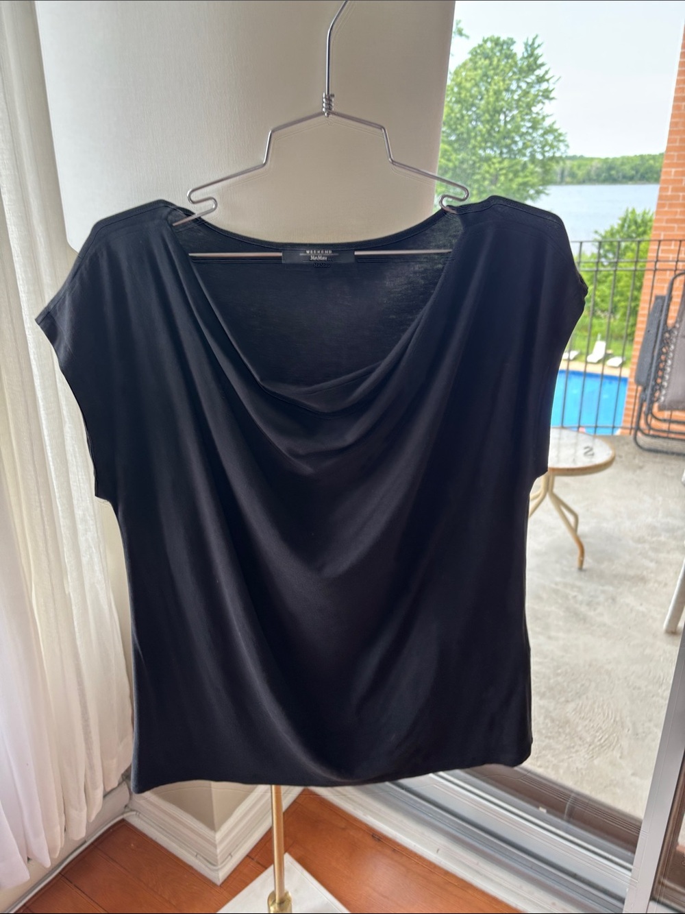 MAX MARA WEEKEND Black blouse with soft cowl neckline Size L